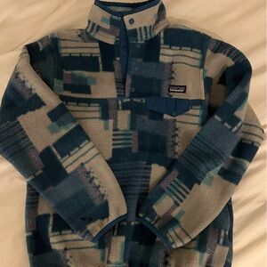 Patagonia Men's Geometric Blue and Gray Sweater